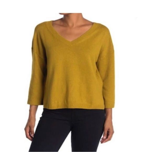 Madewell Sweaters - Madewell Mustard Yellow Double-V Pullover Boho Slouchy Sweater